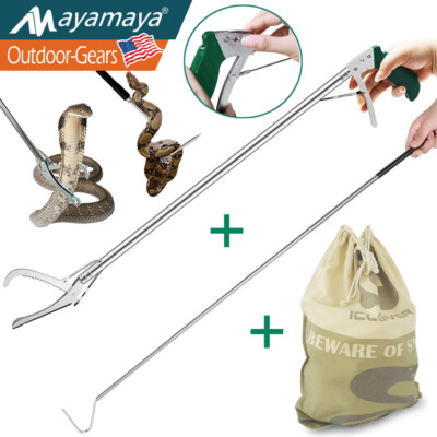 #ad #ad 47quot; Heavy Duty Snake Tongs Reptile Grabber Catcher Handling Tool amp;39quot; Hook amp;Bag $9.99
