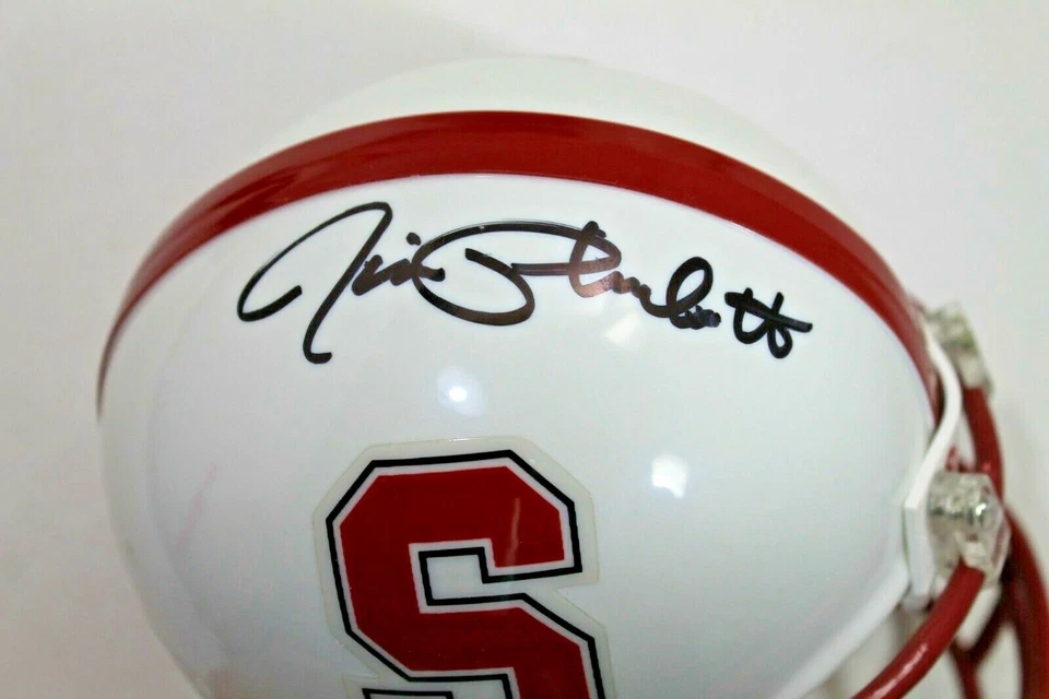 Jim Plunkett HOF 1970 Heisman Trophy Signed Autographed Stanford Mini Helmet JSA - Image 2 of 4