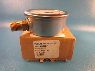 WIKA 9767100, 213.53, 2 1/2, 0-400 PSI Pressure Gauge 1/4'' NPT