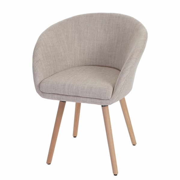 Esszimmerstuhl Vaasa T633, Stuhl, Retro 50Er Jahre Design Textil, Creme/Grau-image