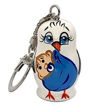 Porte Clef Original Cigogne avec un bebe garçon - Cadeau Invité naissance garçon