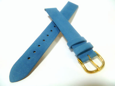 Bracelet De Montre En Cuir Bleu - Largeur 15mm, Fermoir Ardillon, Fabrication Allemande