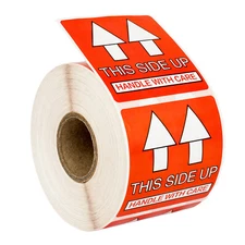 Pre-Printed THIS SIDE UP Labels/Stickers 2x2 (2" x 2") - (1) Roll of 500