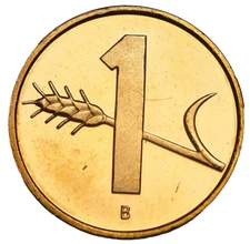 Switzerland 1 Rappen, 1999 Gem Unc~Oat Sprig~Free Shipping