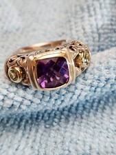 14k Gold  Sterling Silver 925 Amethyst Ladies Ring Gorgeous Ring Very Nice