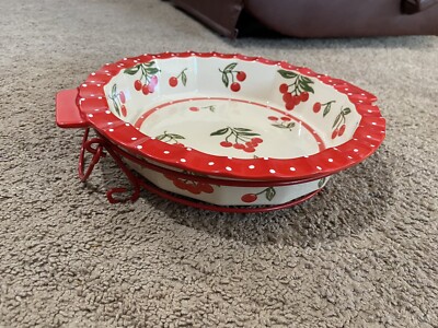 Temptations By Tara Cherries Jubilee 9'' Diameter Baking Pie Dish w/ Wire Rack