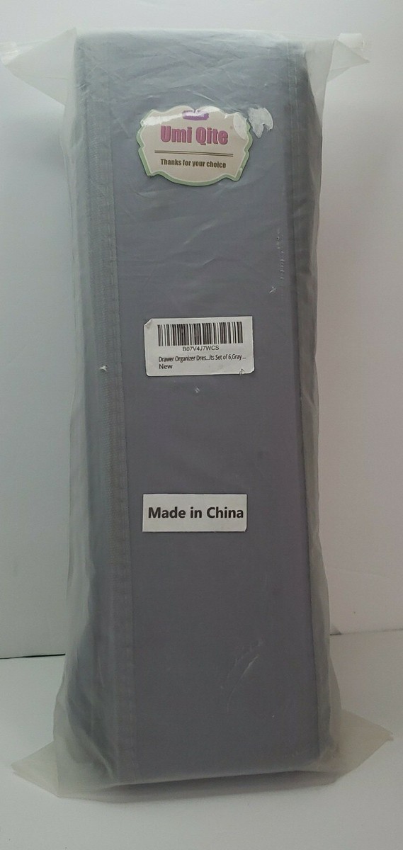 NOB Umi Qite Gray Bedroom Drawer Organizers Set Of 6 | eBay