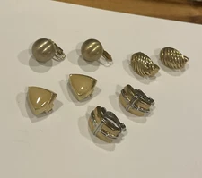 Lot Of 4 Clip On Gold Tone Earrings