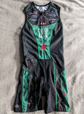HINCAPIE Triathlon Tri Skin Suit Sleeveless Shorts Womens S Green Black Cycling