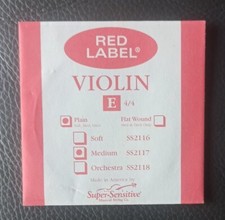 1 Violin String E 4/4 Medium Plain Red Label Super Sensitive SS2117 Instrument