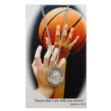 St. Christopher Girls Basketball Medal Necklace with a Laminated Prayer Card