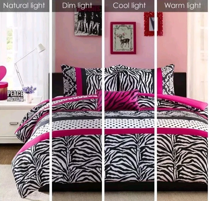 MI.ZONE 4pc COMFORTER SET SIZE FULL/QUEEN CHIC BLACK POLKA DOT DAMASK - Image 2 of 4