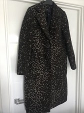 M&s Black Mix (more Brown Mix) Animal Print Size 12 Pea Coat. 7% Wool. Bnwtags.