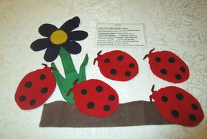 Five Little Ladybugs Flannel Felt Board Counting Rhyme Set with Laminated Card 