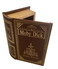 Decorative Moby Dick Book Box Faux Leather Over Wood Secret Book Box