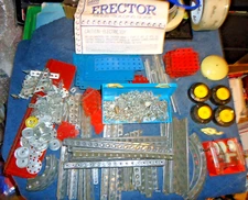 Gabriel Erector Set Blue Plastic Case ~ Parts Lot Instructions Tools
