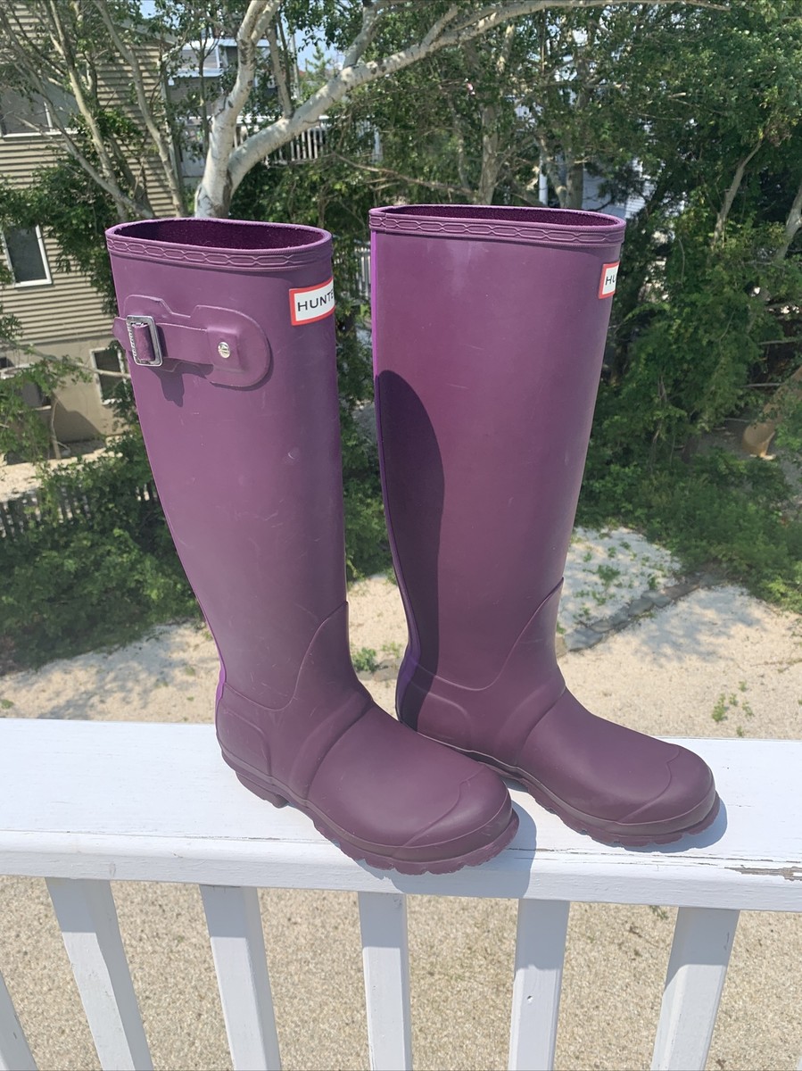 Hunter Men\'s Tall Waterproof Rain Boots - Dark Purple Hunter Boots Tall Matte Purple Solid Dark Rubber Rain  main image 4