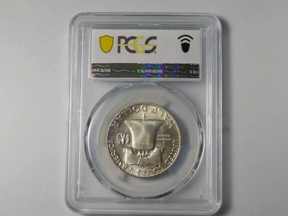 1959-D FRANKLIN SILVER COIN HALF DOLLAR GOLD SHIELD PCGS GRADED MS63FBL - Image 4 of 4