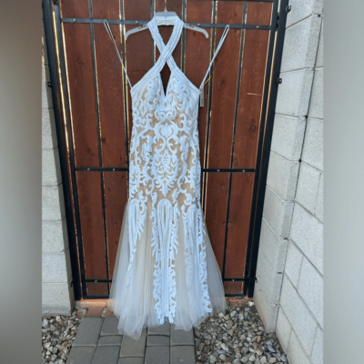 Jovani Embellished Mermaid Criss Cross Halter Neck Dress size 12 NWT | eBay