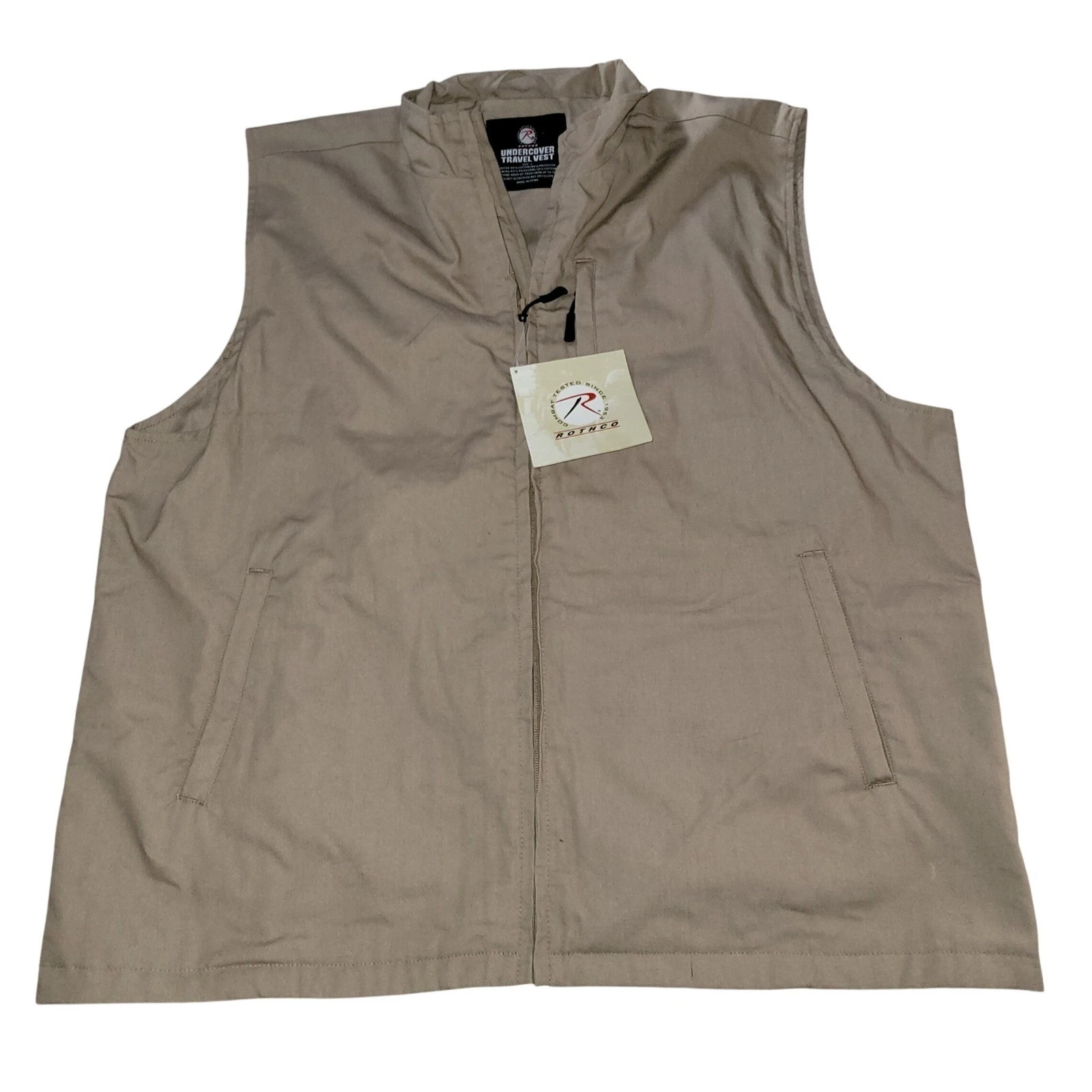 Rothco Unstoppable Travel Vest Khaki Tan Zip Pockets Lightweight Workwear Mens