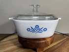 CORNING WARE CORNFLOWER CASSEROLE P 1-1/2-B - 1 1/2 QT with Pyrex A-7-C LID