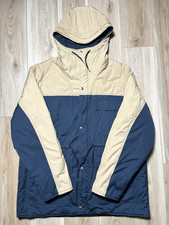 London Fog Blue Beige Hooded Snap Zip Up Parka Coat - Men Size 48 Long