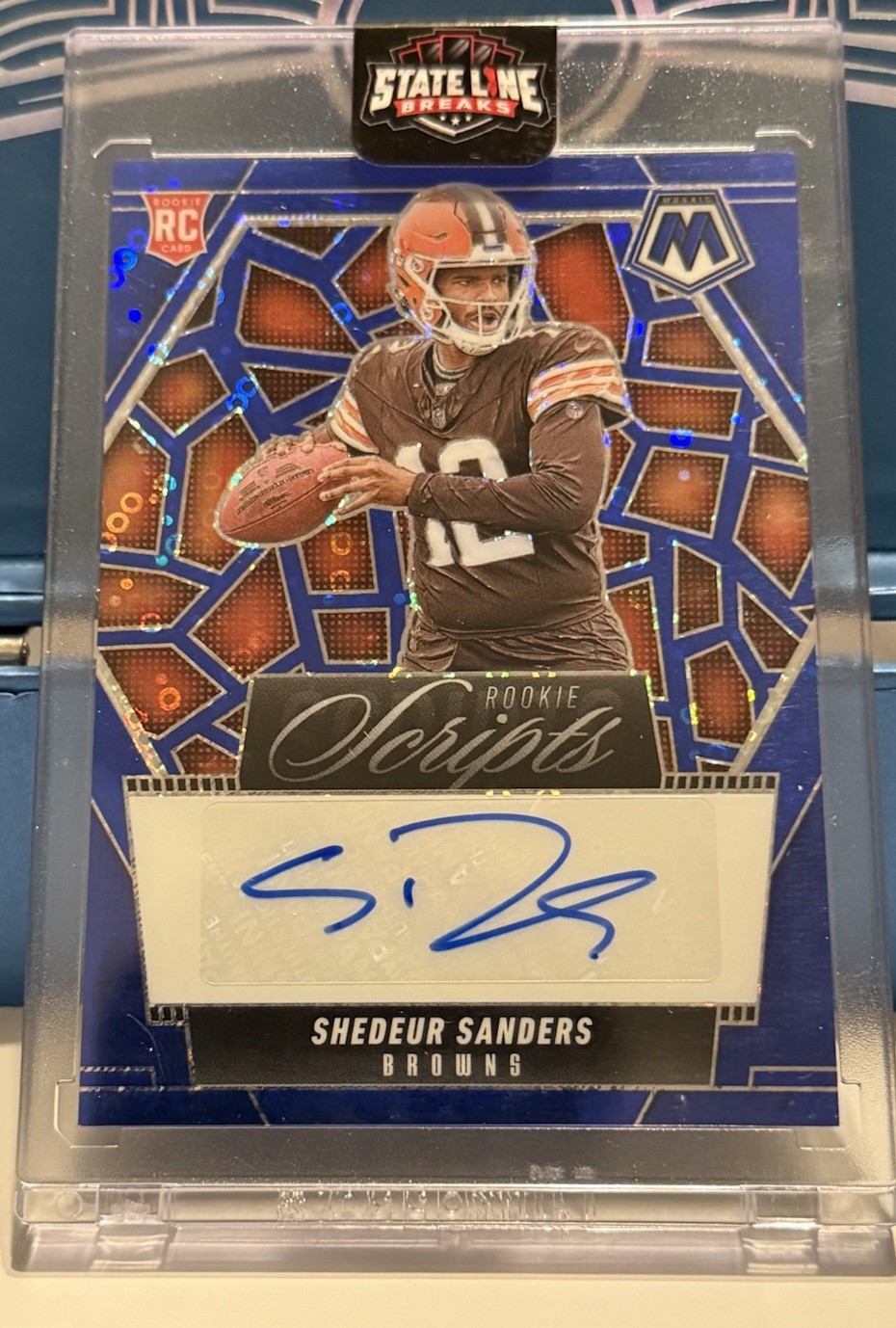 2025 Mosaic No Huddle Blue Shedeur Sanders Rookie Scripts Autograph Browns QB