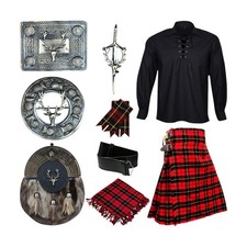 Scottish 10 Pcs Complete Tartan Kilt set Vintage Wedding Outfit in 50 Tartans
