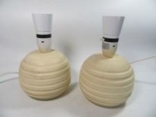 Pair Of Vintage Laura Ashley Ceramic Ribbed Table Lamps . 19.5cm high .