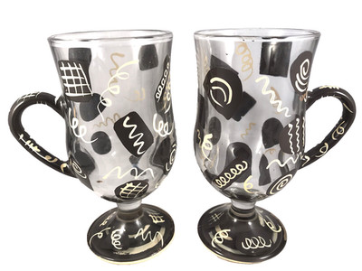 Lolita Chocolate Coffee I Like Mine Hot Glass Coffee Tea Mug Cup Set of 2