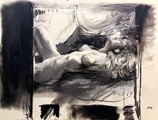 Boudoir Figure Drawing Modern Realist Charcoal On Paper 18”x24”