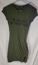 Women's Small Green Sweatshirt Dress I'm So Lost Without You Graphic Mini Dress