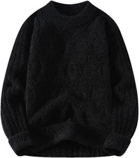 2023 Men'S Warm Sweater for Fall Winter Knitwear Solid Color and Soft Knitted Ca