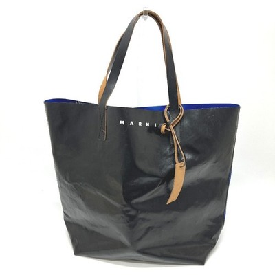 MARNI Logo Bicolor Bag, Handbag Tote Bag Vinyl Black x blue | eBay
