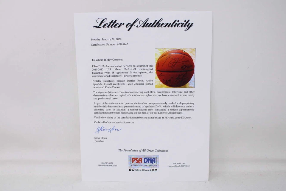 Kevin Durant Westbrook Signed PSA/DNA Basketball 2010-12 US Mens Team ID:453137 - Image 4 of 4