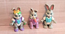 LOT Fisher-Price Hideaway Hollow Gray Bunnies Bunny Rabbit Family 3 Figures Set