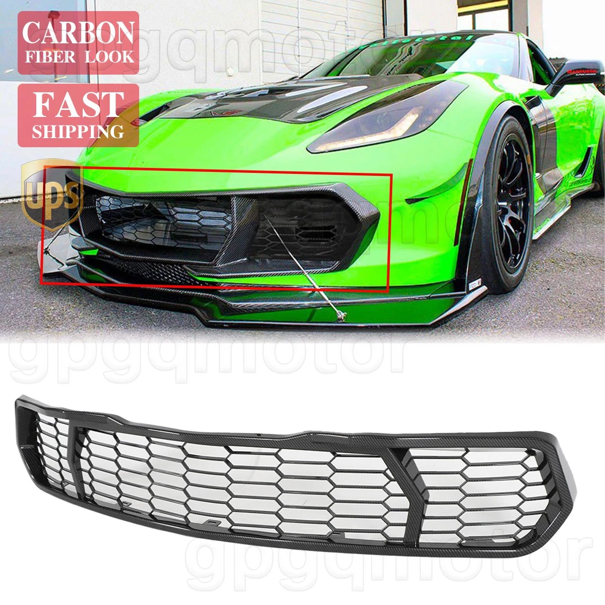 GM Genuine OEM Front Bumper Lower Grille Deflector For 2014-2019 Corvette – Black, 22799212