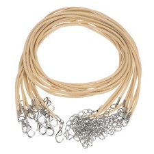 10pcs Waxed Necklace Cord Bulk, 16" and 1.5mm Dia Necklace String Rope, Khaki