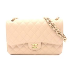 Chanel Large Classic Flap Shoulder Bag Women Beige One Size