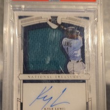 2020 Panini National Treasures Kyle Lewis Rookie Autograph Patch PSA #RSS-KL