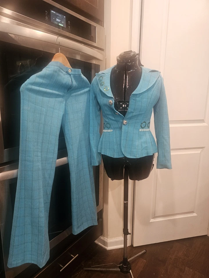 Trajes de mujer Petites Xs/pequeños vintage hechos a mano pierna ancha rosa, azul, marrón, verde Foto 2 de 4