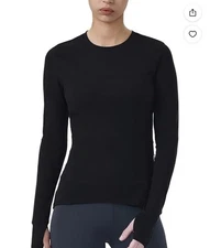 Spyder Women's Base Layer Active Top with Ribbed Side Panels, Black, Medium