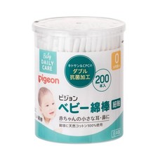 Pigeon Baby Cotton swab thin shaft type Set of 200 pieces Made in Japan Blue NEW