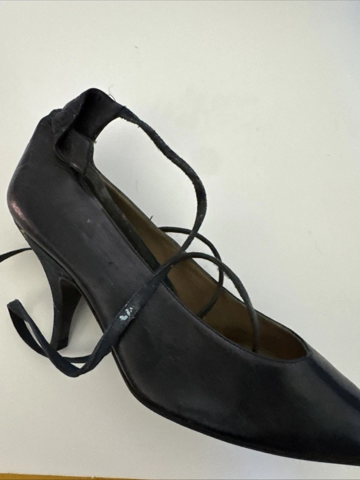 Vintage 1980s Maud Frizon Lace Up Black Pumps Heels Shoes - Image 3 of 4