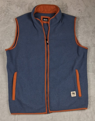 Outdoor Research Tokeland Fleece Full Zip Vest Men L Blue Orange Hiking Outdoors