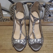 Jewel Badgley Mischka Conroy Metallic Glitter Evening Shoe Sz 9 Smoke Glitter
