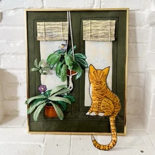 Vtg 1981 Cat Wall Hanging by Ruth Petersen Jellema Signed Soft Sculptured RARE