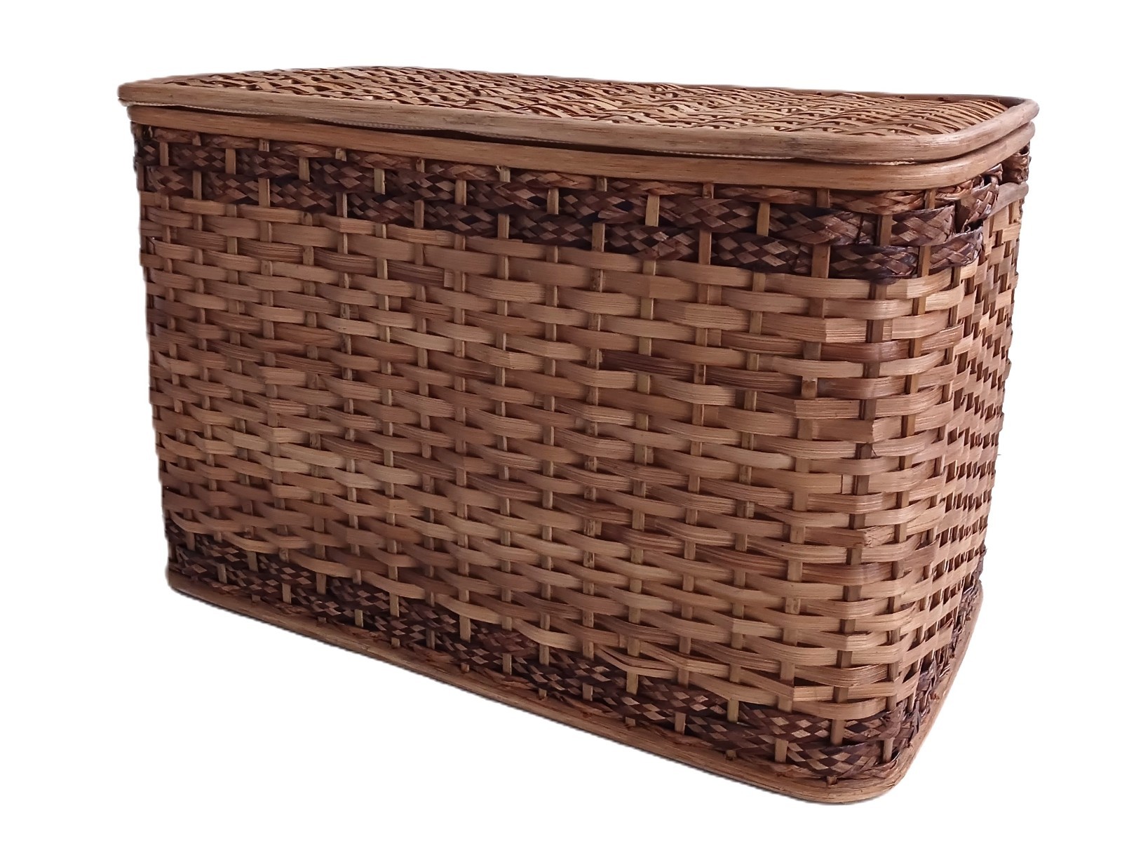 Baule Porta Biancheria Rattan 60x37x41H Cesto Vimini Contenitore