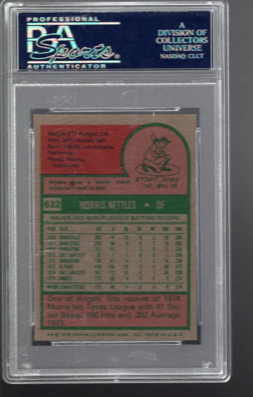 SLA322- 1975 Topps Mini #632 Morris Nettles RC - PSA NmMt (8) - Image 2 of 2