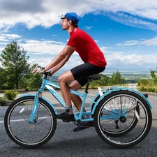 H&ZT 26"Adult Mountain Trike 3Wheel Cruiser Bike 7 Speed Tricycle +Basket Cage